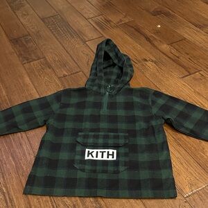 Kith Kids Black and Green Checkered Hoodie